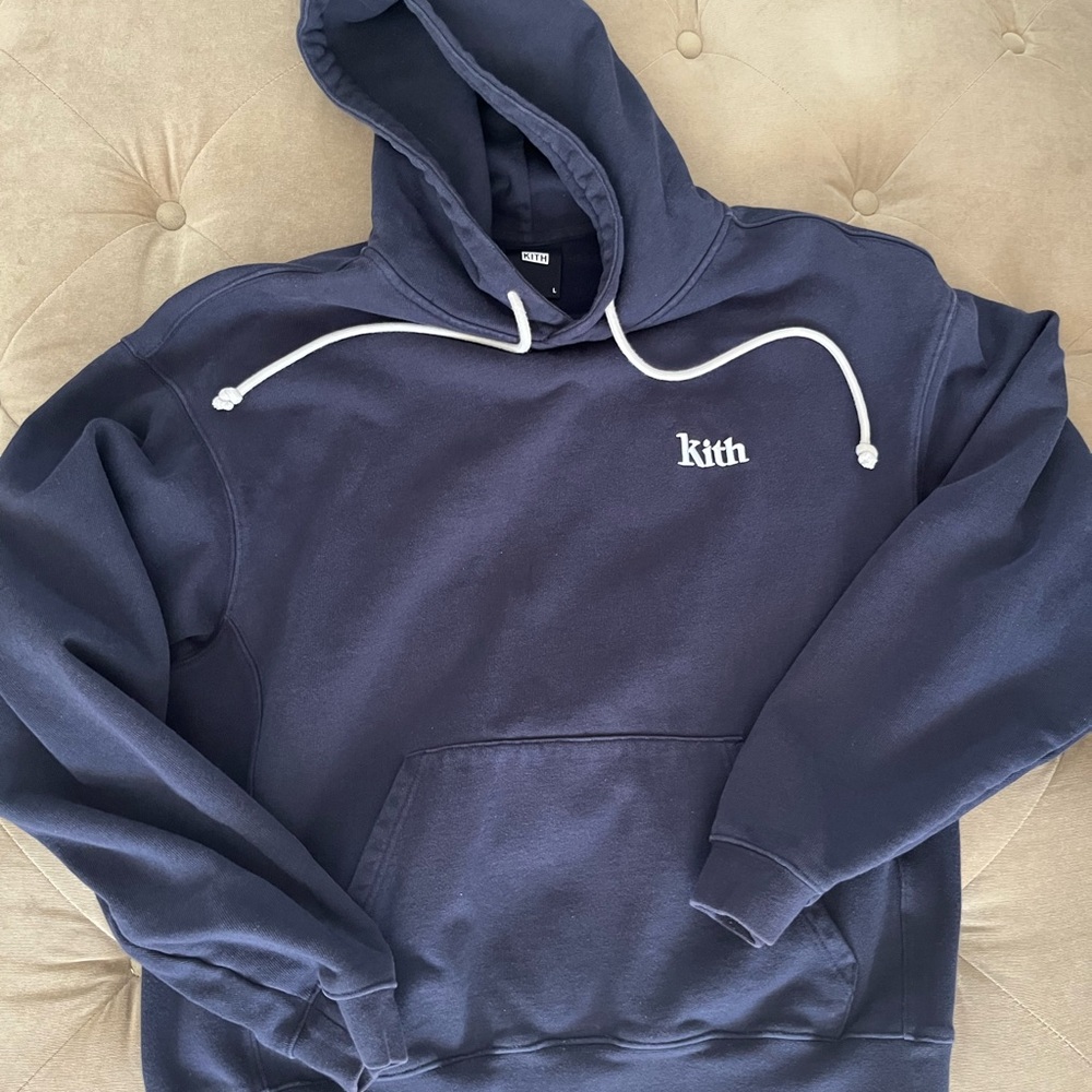 Men’s Kith navy blue hooded sweatshirt size Large